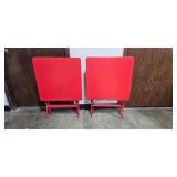 Set of 3 Red Folding Tables 28x24x24 Inches