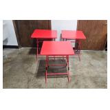 Set of 3 Red Folding Tables 28x24x24 Inches