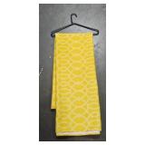 Assorted Sonoma Pillow and 3 Linens Including Yellow Geometric, Brown Stripe, and Blue Patterns