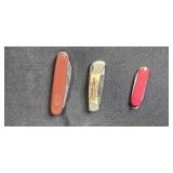 Collection of Pocket Knives, Wooden Pen Set, and Accessories