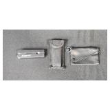 Collection of Pocket Knives, Wooden Pen Set, and Accessories