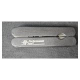 Collection of Pocket Knives, Wooden Pen Set, and Accessories