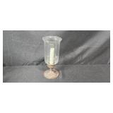 Home Decor Lot with Faux Ivy Plant, Murano Like Glass Swan Dish (label is worn), Votive Candles, and Ornate Candle Holder