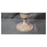 Home Decor Lot with Faux Ivy Plant, Murano Like Glass Swan Dish (label is worn), Votive Candles, and Ornate Candle Holder