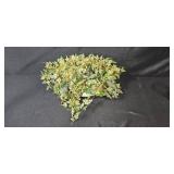 Home Decor Lot with Faux Ivy Plant, Murano Like Glass Swan Dish (label is worn), Votive Candles, and Ornate Candle Holder