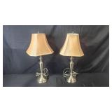 Pair of Table Lamps with Beige Fabric Shades