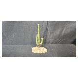 Decorative Collectibles Lot with Denver Broncos Sign, Wood Goose Rack, Arizona Piggy Bank, Miniature Cactus, and Shadow Box