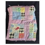 Set of 2 Handmade Patchwork Quilts with Embroidered Quotes