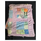 Set of 2 Handmade Patchwork Quilts with Embroidered Quotes