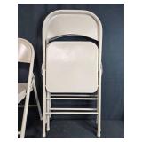 Set of 3 Metal Folding Chairs Beige and 1 Metal Chair w Patterned Seat