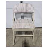 Set of 3 Metal Folding Chairs Beige and 1 Metal Chair w Patterned Seat