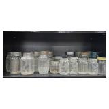 Collection of Vintage Glass Canning and Mason Jars Assorted Brands
