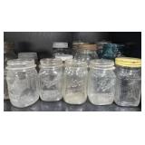 Collection of Vintage Glass Canning and Mason Jars Assorted Brands
