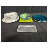 Assorted Dinnerware Set with Plates, Bowls, and Decorative Tray
