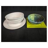 Assorted Dinnerware Set with Plates, Bowls, and Decorative Tray