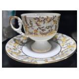 Set of Vintage Porcelain Teacups and Saucers with Sugar Bowl