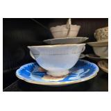 Collection of Vintage Teacups, Saucers, and Glassware Including Royal Stafford, Merit, Royal Albert