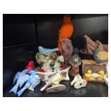 Collection of Vintage Bird and Chicken Figurines with Farm Theme