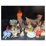 Collection of Vintage Bird and Chicken Figurines with Farm Theme