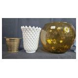 Collection of Vintage Glass and Metal Vases and Bowls