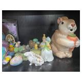 Vintage Easter Bunny and Spring Figurines Collection with Decor Accents