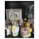 Vintage Easter Bunny and Spring Figurines Collection with Decor Accents