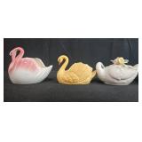 Collection of 6 Vintage Porcelain Swan Figurines Some Made in Japan