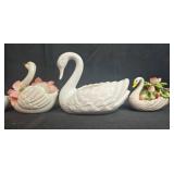 Collection of 6 Vintage Porcelain Swan Figurines Some Made in Japan