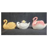 Collection of 6 Vintage Porcelain Swan Figurines Some Made in Japan