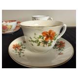 Set of Vintage Floral Porcelain Tea Cups and Saucers Mixed Patterns