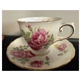 Set of Vintage Floral Porcelain Tea Cups and Saucers Mixed Patterns