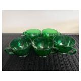 Set of Vintage Green Glass Teacups