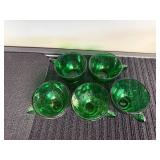 Set of Vintage Green Glass Teacups