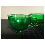 Set of Vintage Green Glass Teacups