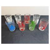 Set of Vintage Nursery Rhyme Glasses with Colorful Graphics
