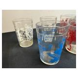 Set of Vintage Nursery Rhyme Glasses with Colorful Graphics