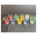 Set of Vintage Nursery Rhyme Juice Glasses Assorted Colors