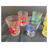 Set of Vintage Nursery Rhyme Juice Glasses Assorted Colors