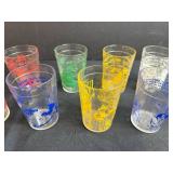 Set of Vintage Nursery Rhyme Juice Glasses Assorted Colors