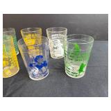 Set of Vintage Nursery Rhyme Juice Glasses Assorted Colors