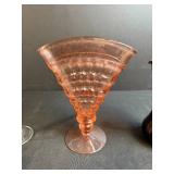 Lot of 3 Vintage Glass Vases - Clear, Pink, and Ruby Red