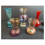 Set of Vintage Miniature Glass Vases Hand Decorated