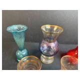 Set of Vintage Miniature Glass Vases Hand Decorated