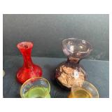 Set of Vintage Miniature Glass Vases Hand Decorated