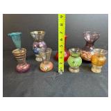 Set of Vintage Miniature Glass Vases Hand Decorated