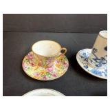 Set of Vintage Miniature Porcelain Teacups and Saucers