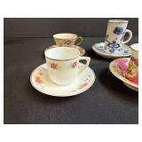 Set of Vintage Miniature Porcelain Teacups and Saucers