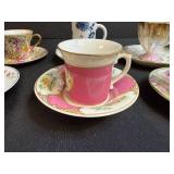 Set of Vintage Miniature Porcelain Teacups and Saucers