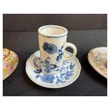 Set of Vintage Miniature Porcelain Teacups and Saucers