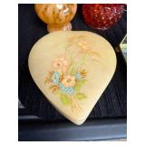 Collection of Vintage Glass Vases, Trinket Boxes, and Avon Bell